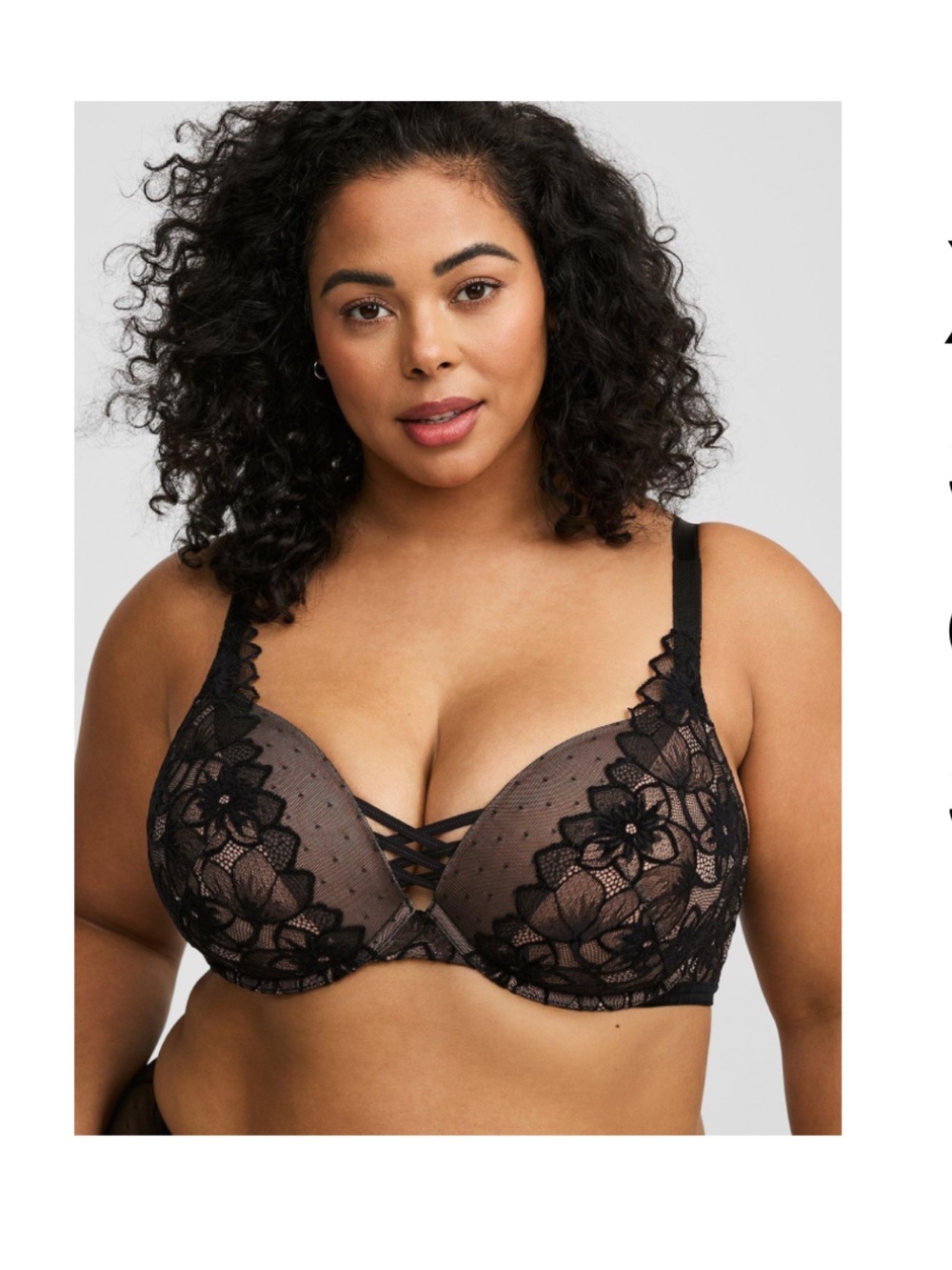 Torrid XO Plunge Push-Up Cozy Lace Straight Back Bra - 40D